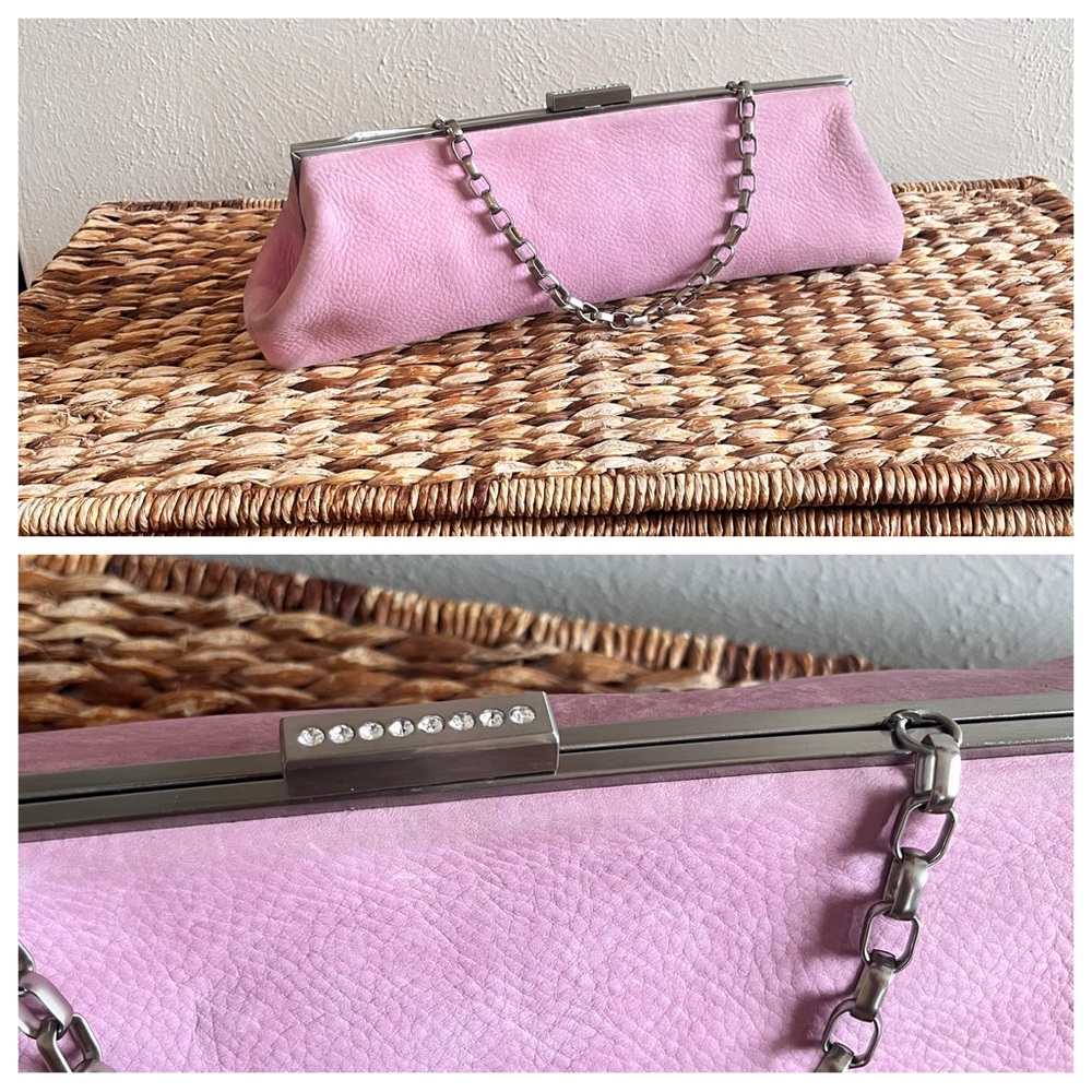 Hype leather oversize clutch purse pink silver rhinestone wallet on chain